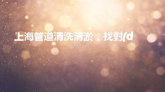 上海管道清洗清淤，找對(duì)了！